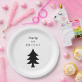 Assiettes En Carton Arbre de Noël moderne noir et blanc (Fête)