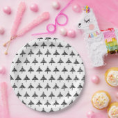 Assiettes En Carton Arbre de Noël moderne Papier noir et blanc (Fête)