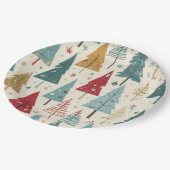 Assiettes En Carton Arbre de Noël moderne Vert Bleu Rouge Or Motif (Angle)