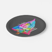 Assiettes En Carton Arbre de Noël modernes couleurs funky bleu et rose (Angle)