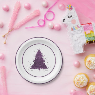 Assiettes En Carton Arbre de Noël Moody   Plum profond