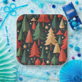 Assiettes En Carton Arbre de Noël Motif coloré (Fête)