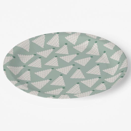 Assiettes En Carton Arbre de Noël Motif Sage Green (Angle)