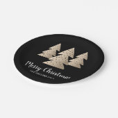 Assiettes En Carton Arbre de Noël noir et or moderne élégant (Angle)
