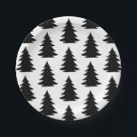 Assiettes En Carton Arbre de Noël noir scandinave minimaliste<br><div class="desc">Conte folklorique minimaliste européen Scandinave noir sapin forêt motif dessin d'illustration,  yuletide scandinave motif illustré fantaisie de Noël. Papier d'emballage de Noël scandinave.</div>