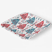 Assiettes En Carton Arbre de Noël rouge et bleu scandinave Art populai (Angulaire)