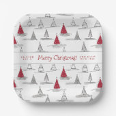 Assiettes En Carton Arbre de Noël rouge Motif#5 ID1009 (Recto)