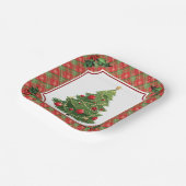 Assiettes En Carton Arbre de Noël Rouge plaqué avec Holly (Angulaire)
