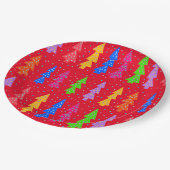 Assiettes En Carton Arbre de Noël rouge Pop Art (Angle)