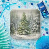 Assiettes En Carton Arbre de Noël rustique (Fête)