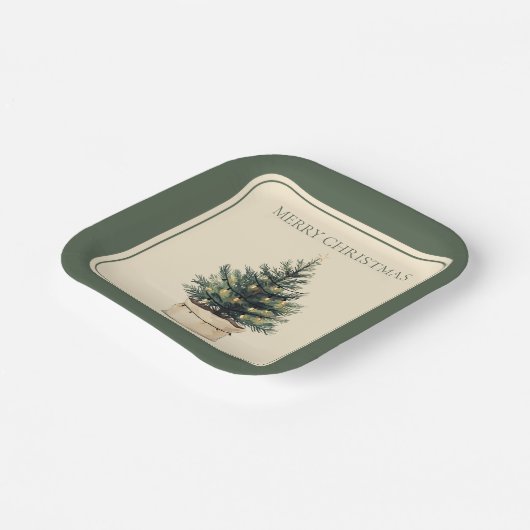 Assiettes En Carton Arbre de Noël rustique minimal (Angulaire)