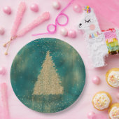 Assiettes En Carton Arbre de Noël turquoise Parties scintillant verte (Fête)