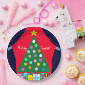 Assiettes En Carton Arbre de Noël vert avec Draps Bleus : (Fête)