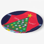 Assiettes En Carton Arbre de Noël vert avec Draps Bleus : (Angle)