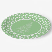 Assiettes En Carton Arbre de Noël vert et blanc (Angle)