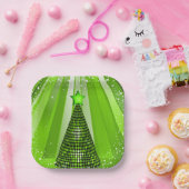 Assiettes En Carton Arbre de Noël vert moderne avec étoile (Fête)