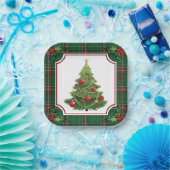 Assiettes En Carton Arbre de Noël vert plaqué avec Holly (Fête)