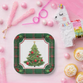 Assiettes En Carton Arbre de Noël vert plaqué avec Holly (Fête)