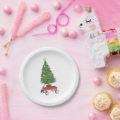 Assiettes En Carton Arbre de Noël Wagon (Fête)