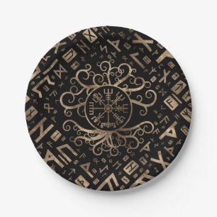 Assiettes En Carton Arbre de Vegvisir de la vie Yggdrasil et des runes