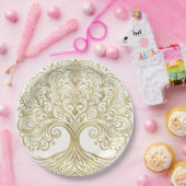 Assiettes En Carton Arbre de vie Cream & Gold Celtic Mariage (Fête)
