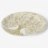 Assiettes En Carton Arbre de vie Cream & Gold Celtic Mariage (Angle)