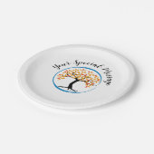 Assiettes En Carton Arbre de vie dans le Cercle Bleu Parti des surviva (Angle)