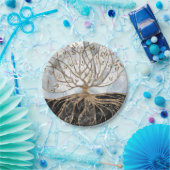 Assiettes En Carton Arbre de vie - Le marbre perle, or et noir (Fête)