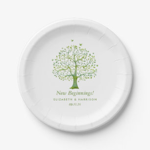 Assiettes En Carton Arbre de vie, mariage élégant