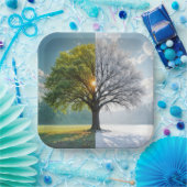 Assiettes En Carton Arbre En Chêne En Double Saison (Fête)