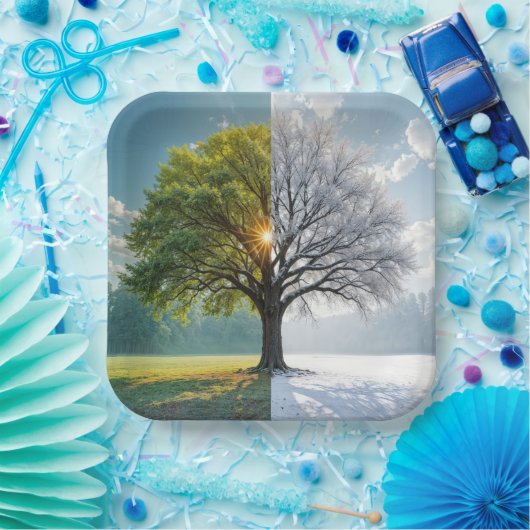 Assiettes En Carton Arbre En Chêne En Double Saison (Fête)