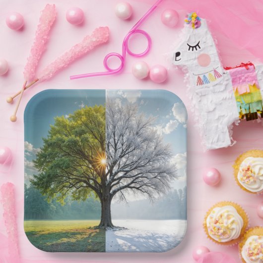 Assiettes En Carton Arbre En Chêne En Double Saison (Fête)