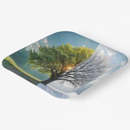 Assiettes En Carton Arbre En Chêne En Double Saison (Angulaire)