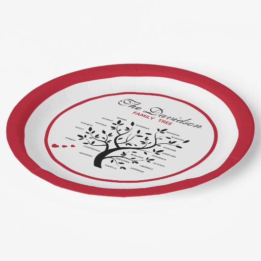 Assiettes En Carton Arbre généalogique personnalisé (20 noms) (Angle)