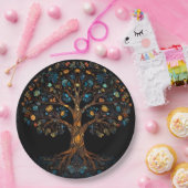 Assiettes En Carton Arbre mosaïque en verre tendu (Fête)