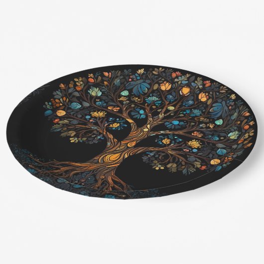 Assiettes En Carton Arbre mosaïque en verre tendu (Angle)