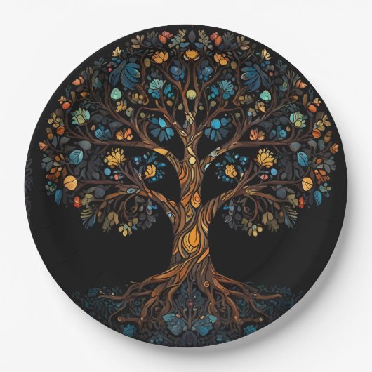 Assiettes En Carton Arbre mosaïque en verre tendu (Devant)