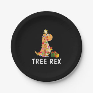 Assiettes En Carton Arbre Rex Pun Dinosaure de Noël