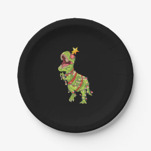 Assiettes En Carton Arbre Rex T-Rex Noël