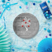 Assiettes En Carton Arbre rouge des coeurs Plaque en papier Mariage (Fête)