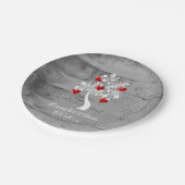 Assiettes En Carton Arbre rouge des coeurs Plaque en papier Mariage (Angle)