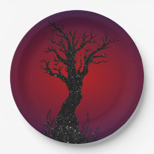 Assiettes En Carton Arbre scintillant Halloween effrayant