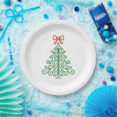 Assiettes En Carton Arbre simple avec bow Noël moderne (Fête)