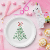 Assiettes En Carton Arbre simple avec bow Noël moderne (Fête)