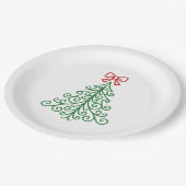 Assiettes En Carton Arbre simple avec bow Noël moderne (Angle)