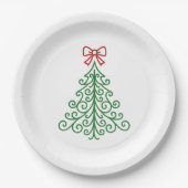 Assiettes En Carton Arbre simple avec bow Noël moderne (Devant)