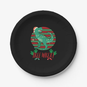 Assiettes En Carton Arbre Wrex ! T Rex Arbre de Noël Funny Dinosaure P