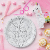 Assiettes En Carton Arbres blancs de Noël argentés (Fête)