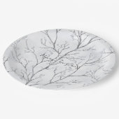 Assiettes En Carton Arbres blancs de Noël argentés (Angle)