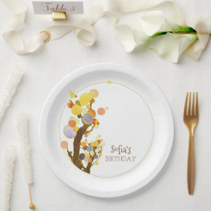 Assiettes En Carton Arbres colorés chic fête d'anniversaire